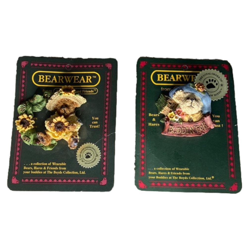 Boyd’s Bears BEARWEAR Collectable Pins Set Of 2 Buddin and Bloomin